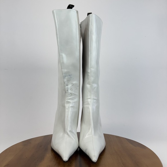 Womens Jeffrey Campbell Proposal White Leather Pointed Toe Heeled Boots Size 7.5 - Picture 4 of 9